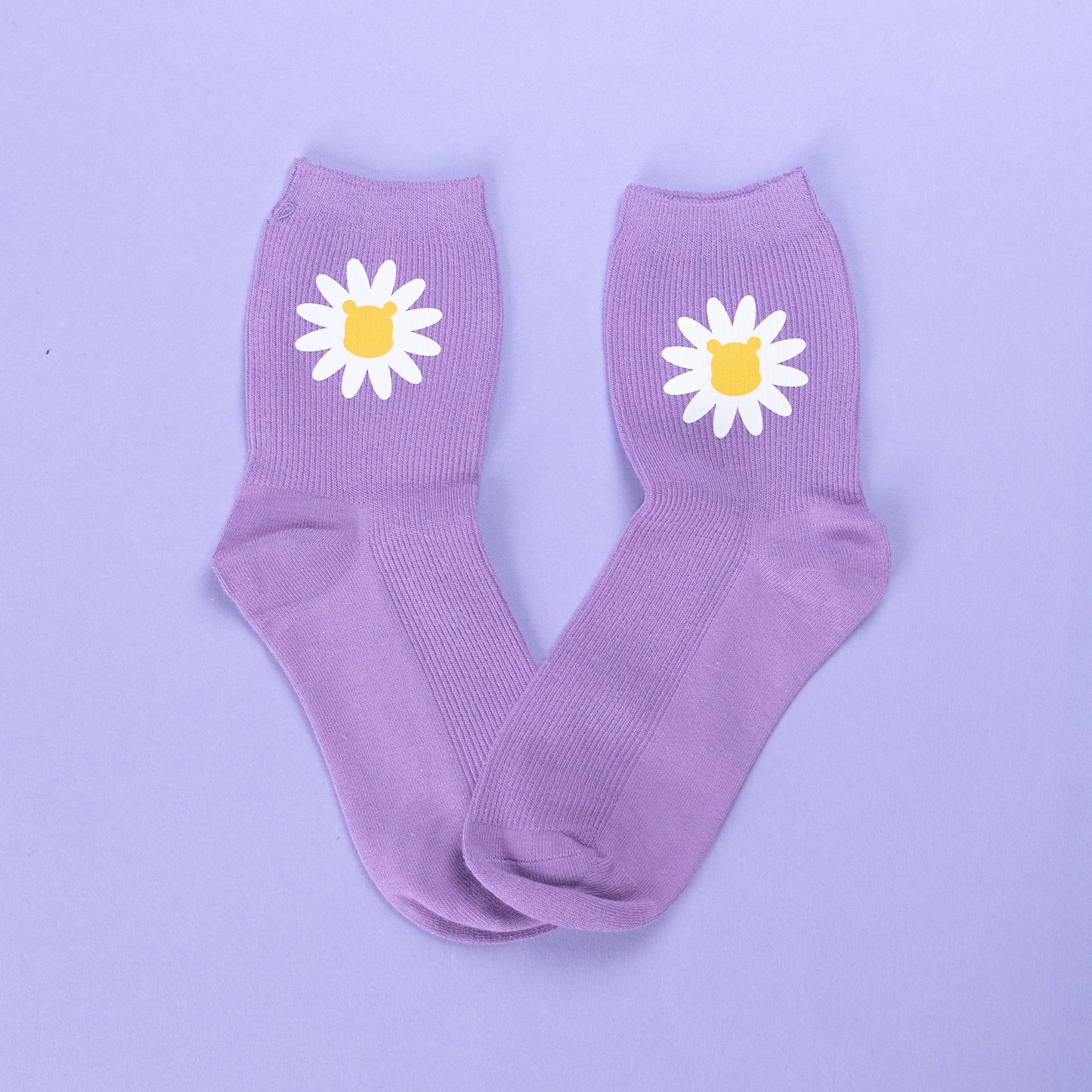 Sample - Winnie Flower Purple Socks 4/7UK