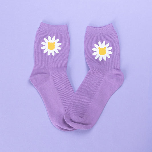 Sample - Winnie Flower Purple Socks 4/7UK