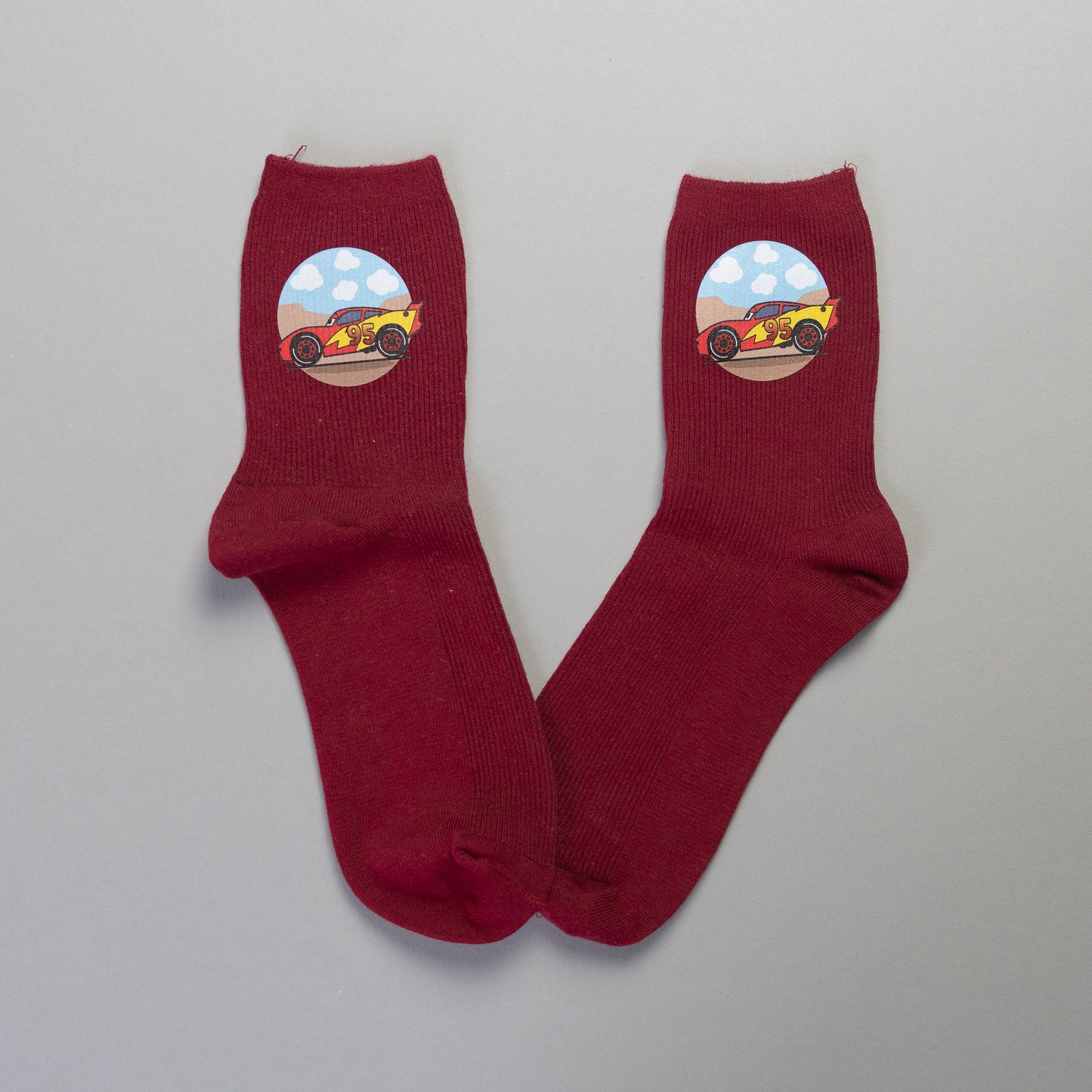 Sample - Cars Burgundy Socks 4/7UK