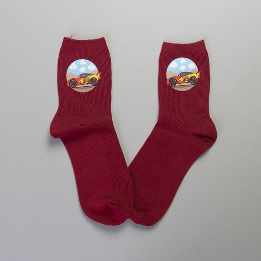 Sample - Cars Burgundy Socks 4/7UK