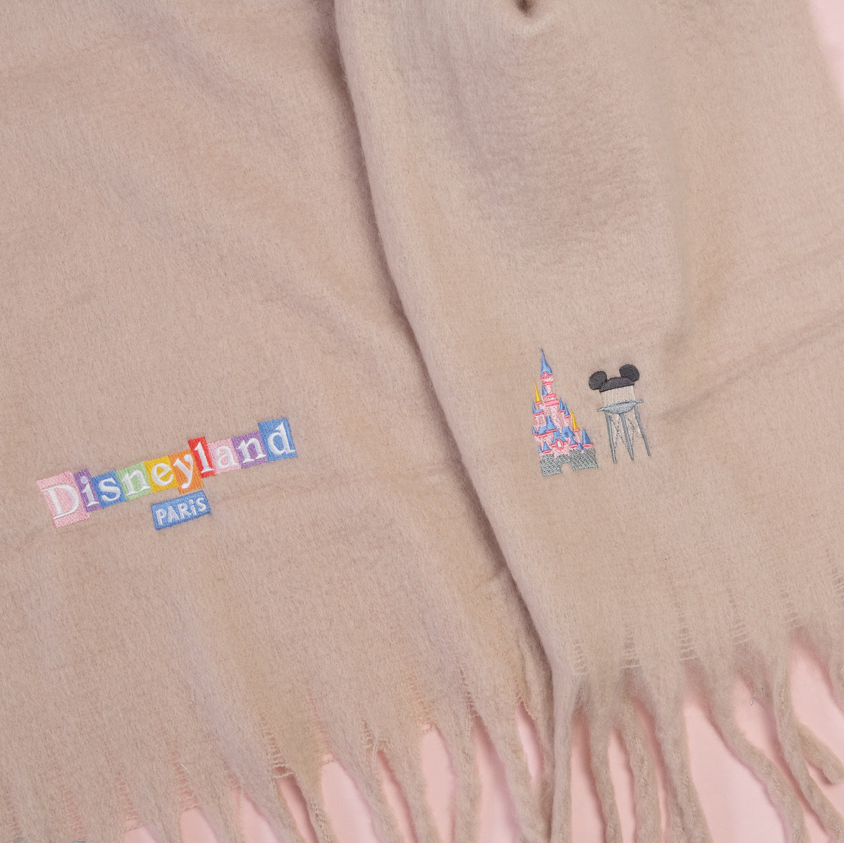 Sample - Disneyland Paris Embroidered Pink Scarf