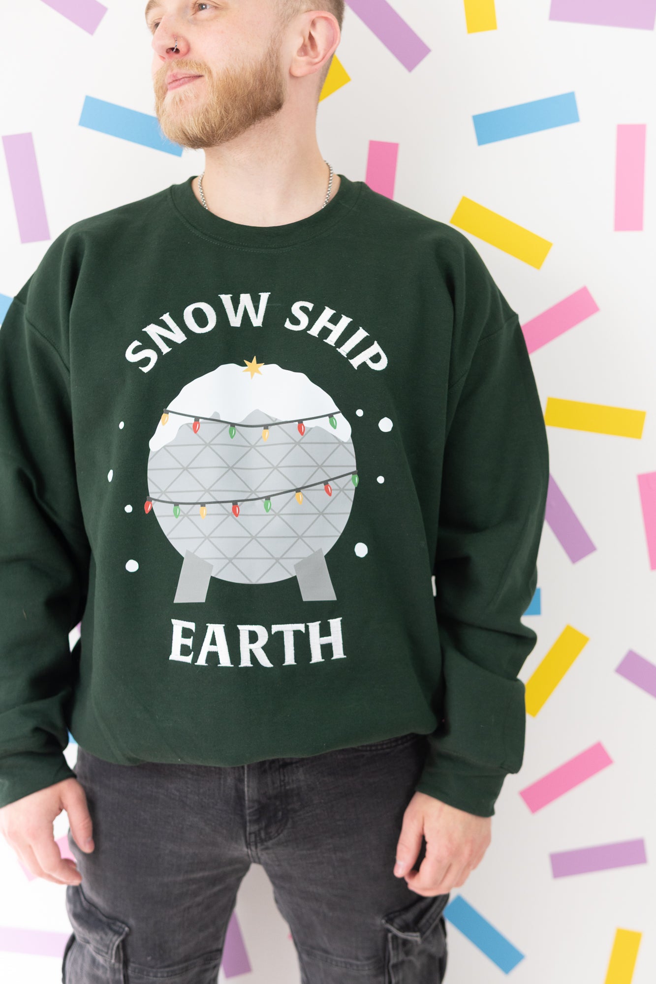 Snow Ship Earth – Forrest Green Christmas Jumper