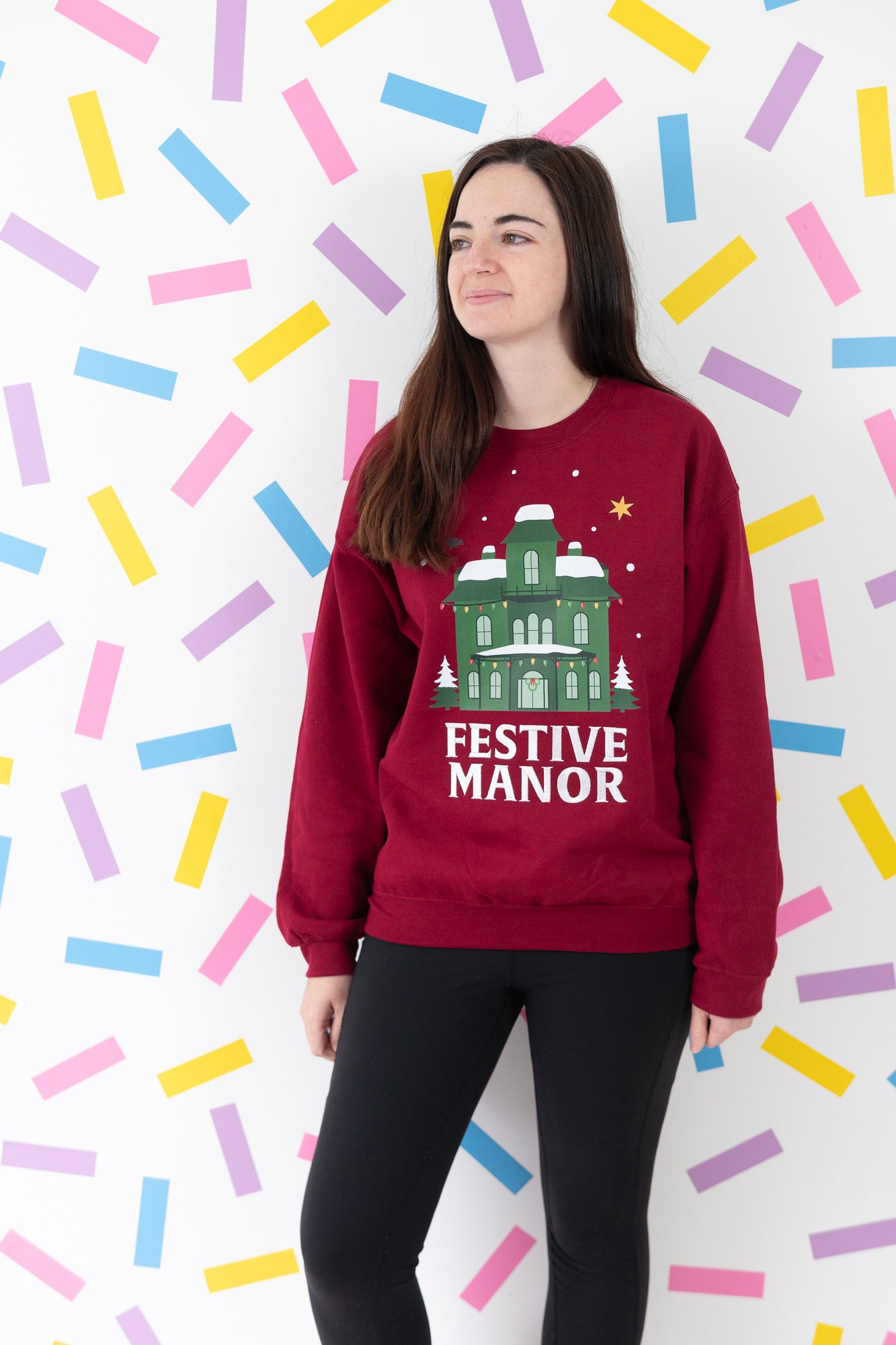 Festive Manor – Garnet Red Christmas Jumper