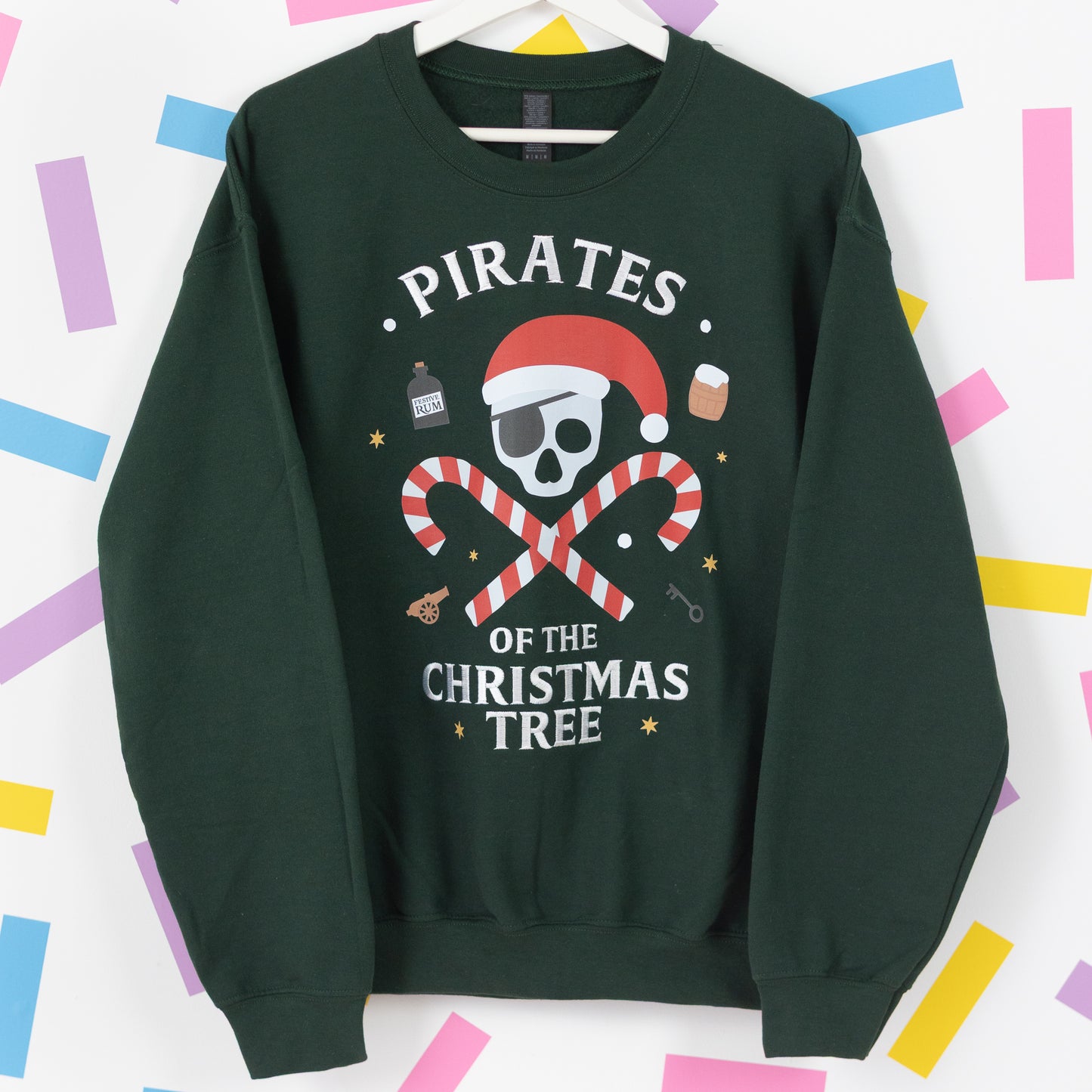 Pirates of the Christmas Tree – Forrest Green Christmas Jumper