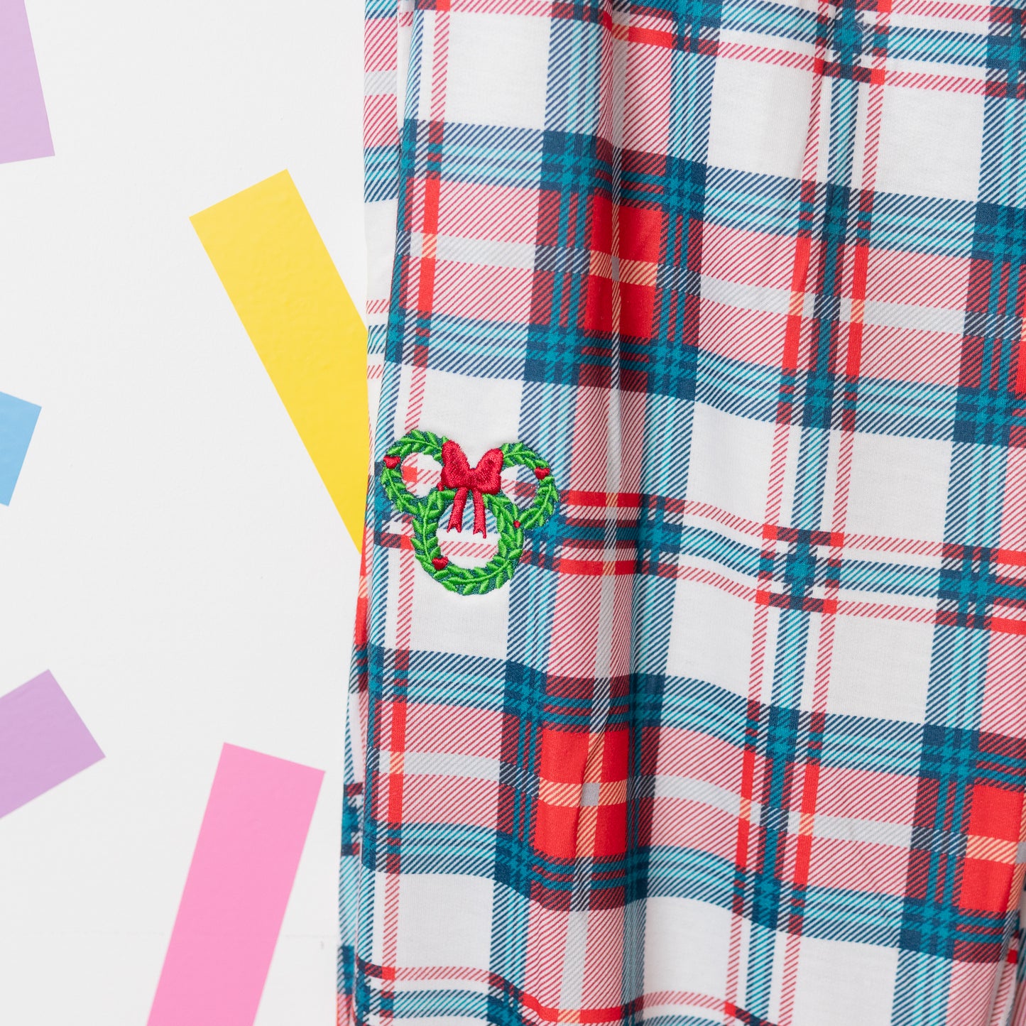Mickey & Minnie Wreath Check PJs Set