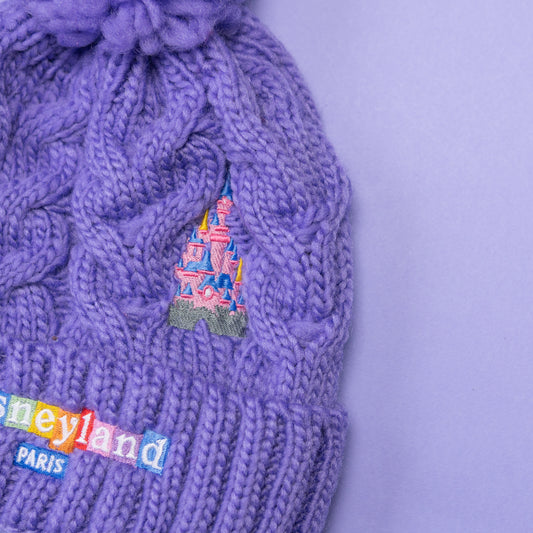 Disneyland Paris Purple Pom Pom Embroidered Beanie