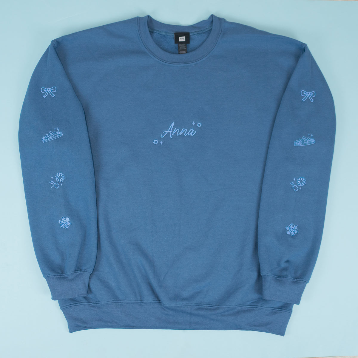 Seconds - Anna Frozen Embroidered Indigo Blue Jumper - Medium