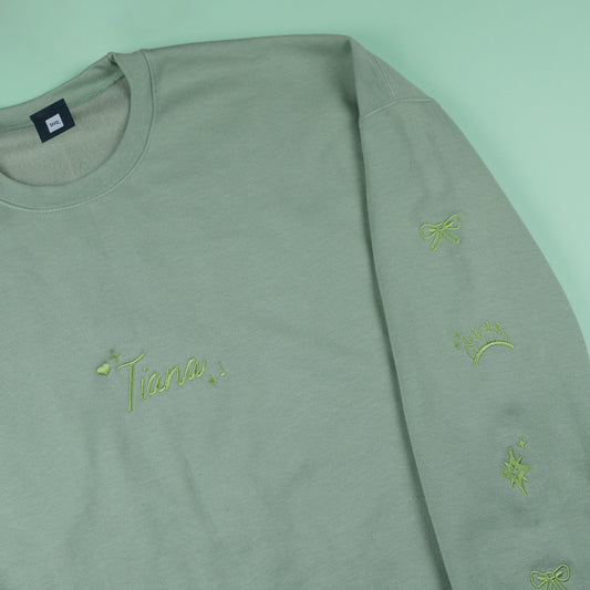 Tiana Embroidered Dusty Green Jumper