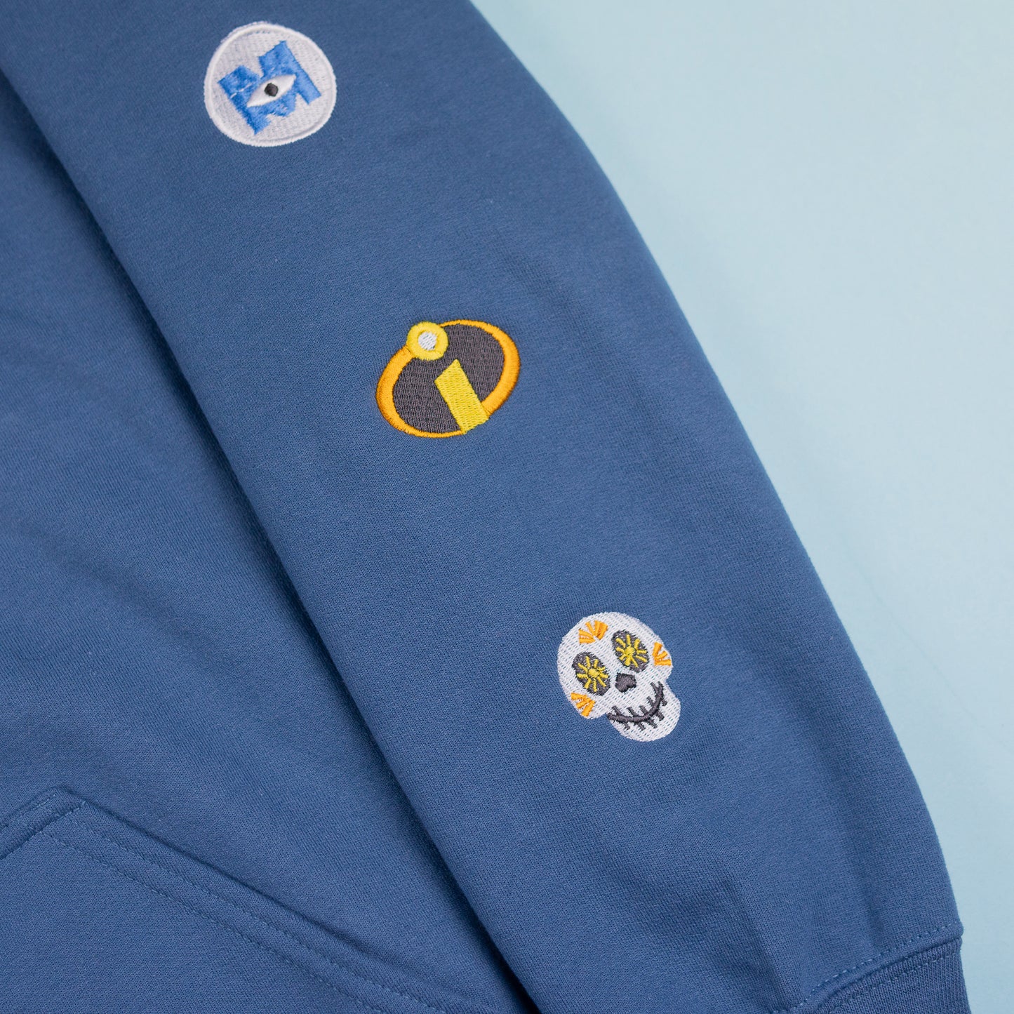 Pixar 1986 Embroidered Mid Blue Hoodie