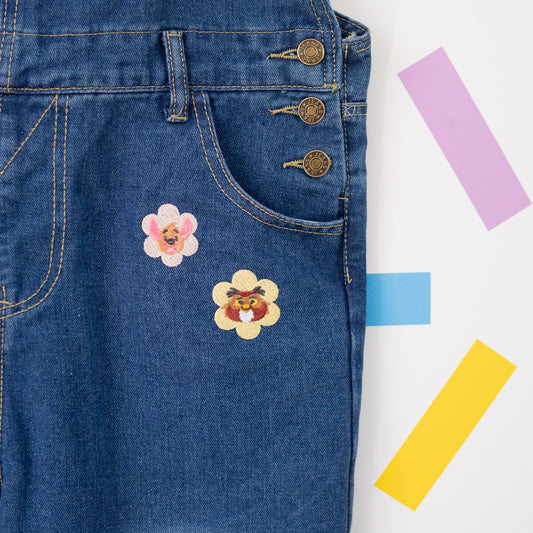 Hundred Aker Wood Denim Embroidered Dungarees