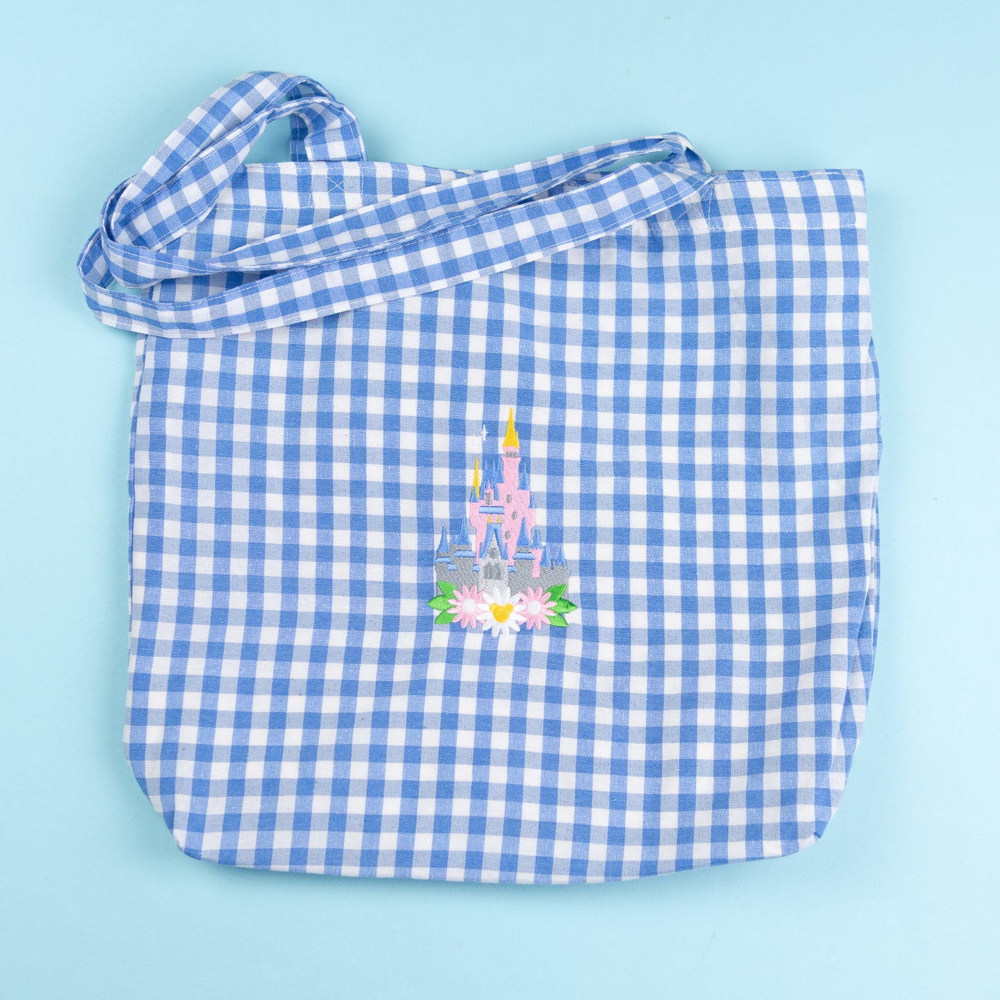 Sample - WDW Floral Gingham Tote Bag - Blue