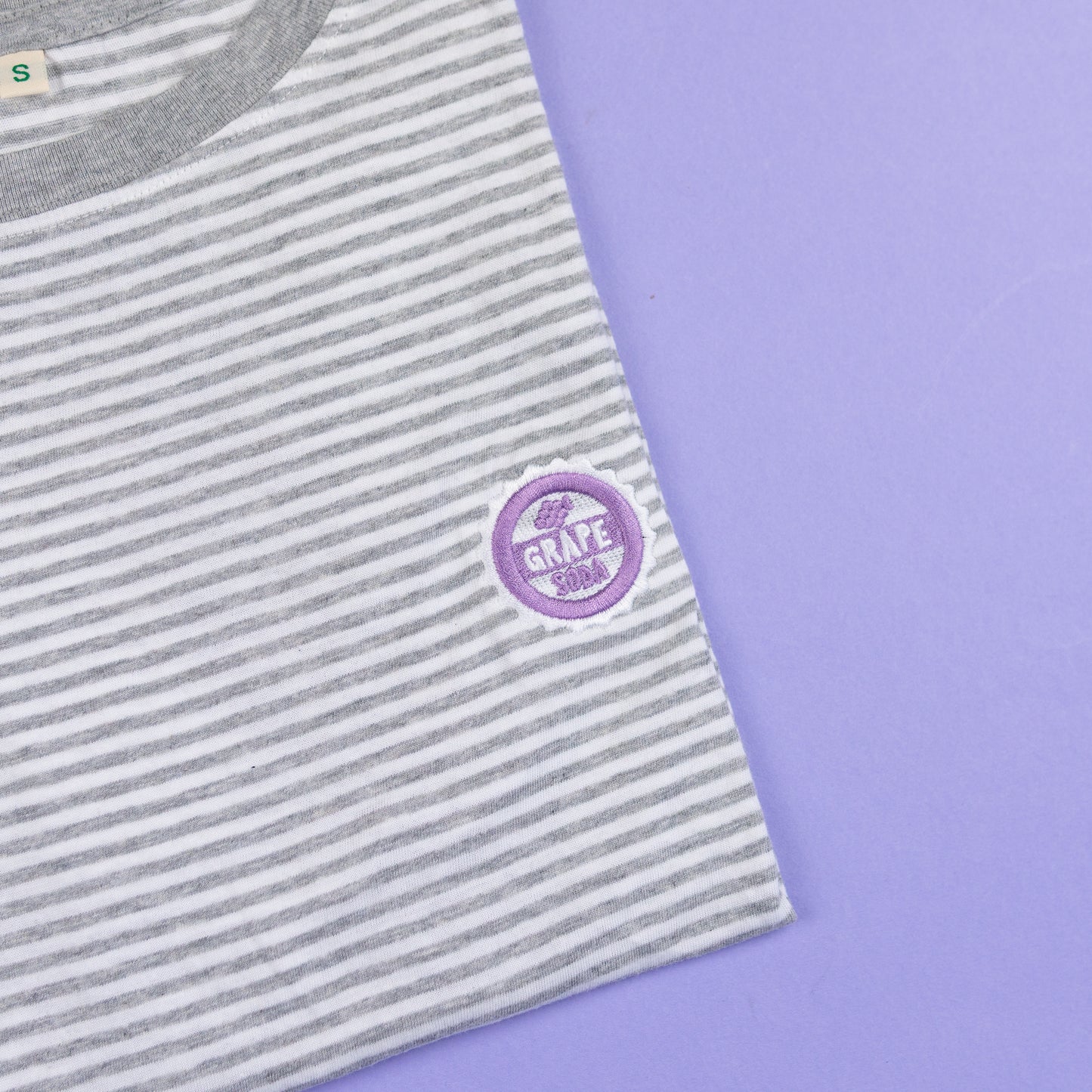 Sample - Grape Soda Embroidered Stripe T-Shirt