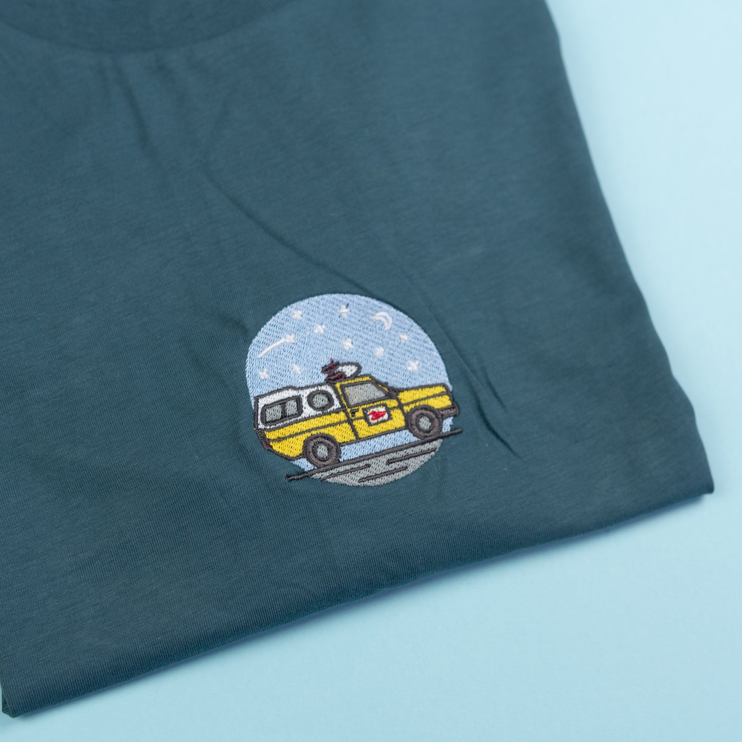 Sample - Pizza Planet Blue Embroidered T-Shirt