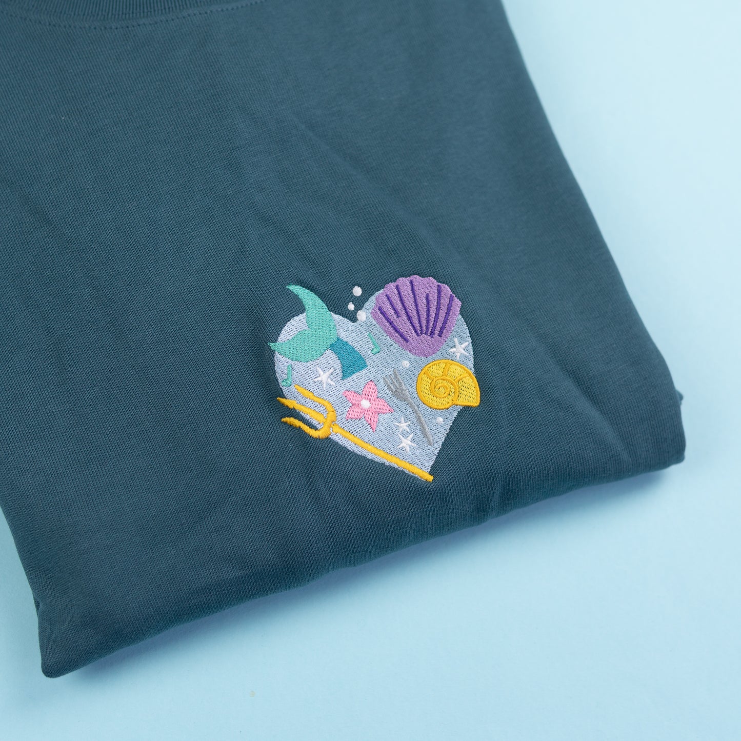 Sample - Ariel Heart Blue Embroidered Jumper