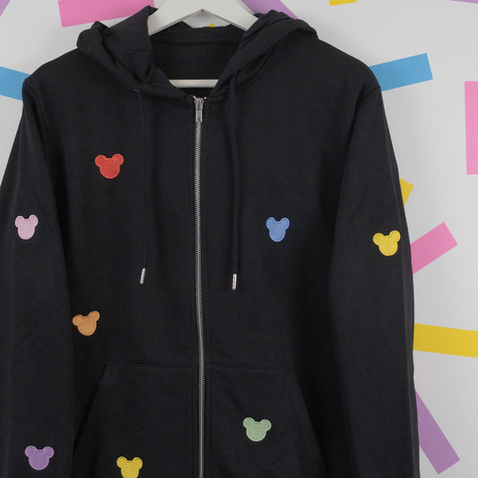 Sample - Mickey All Over Embroidered Zip Up Hoodie