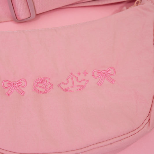 Aurora Embroidered Pink Sling Bag