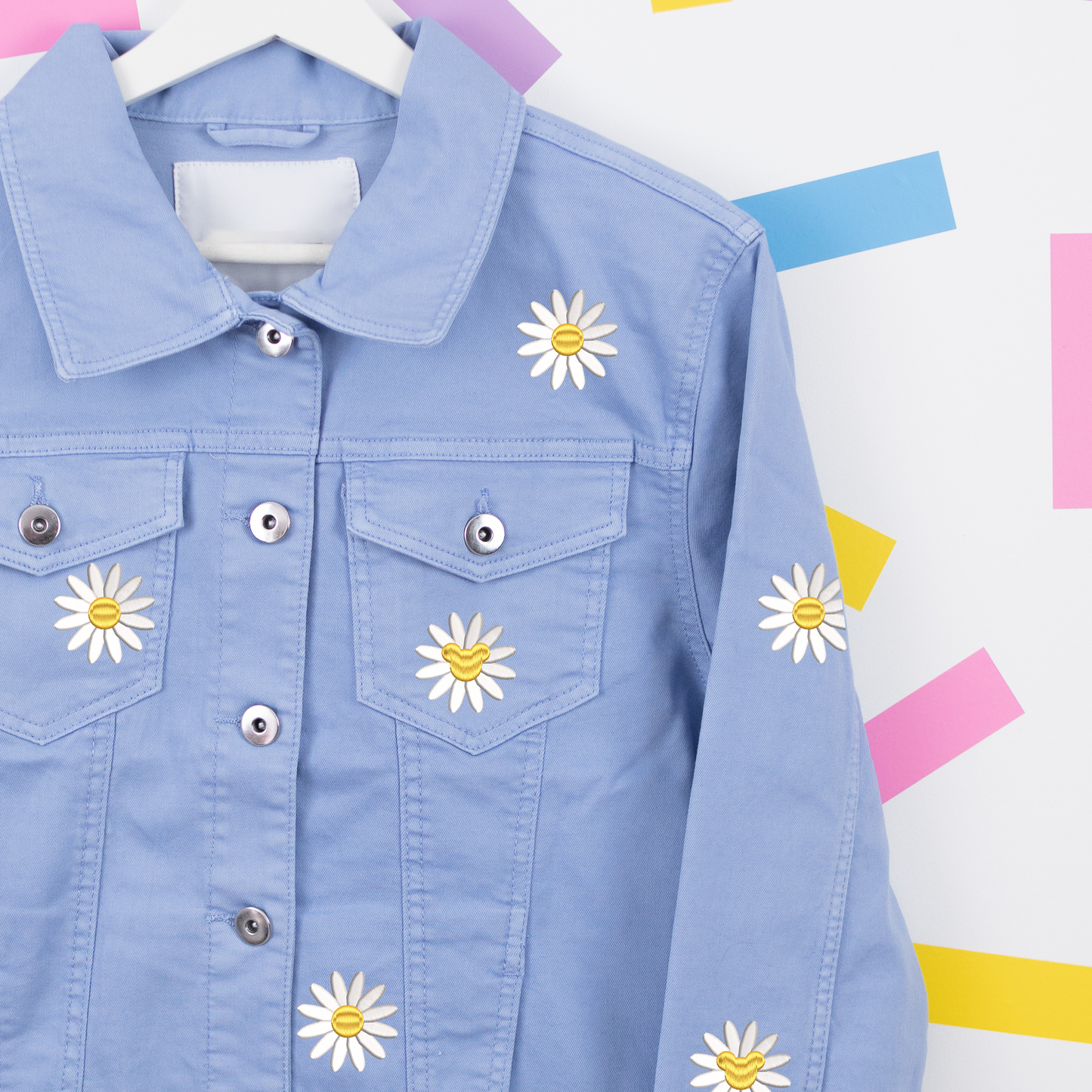 Mickey Daisy All Over Embroidered Women's Denim Jacket - Blue