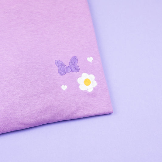 Daisy Embroidered T-Shirt - Purple