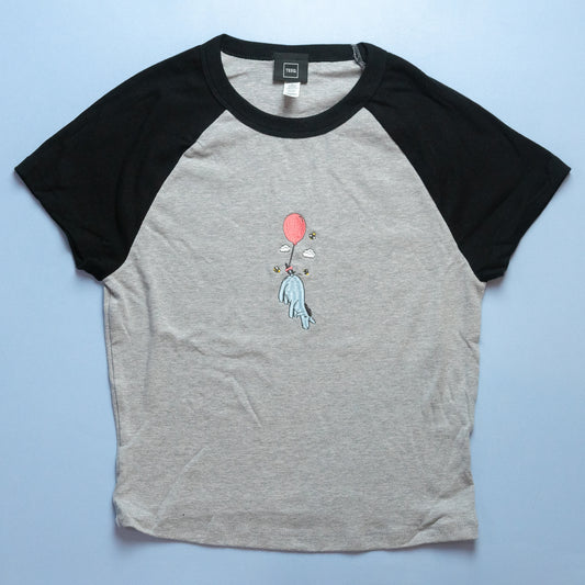 Eeyore Balloon Embroidered Women's Ringer T-Shirt