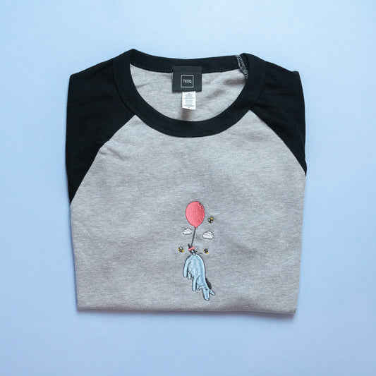 Eeyore Balloon Embroidered Women's Ringer T-Shirt