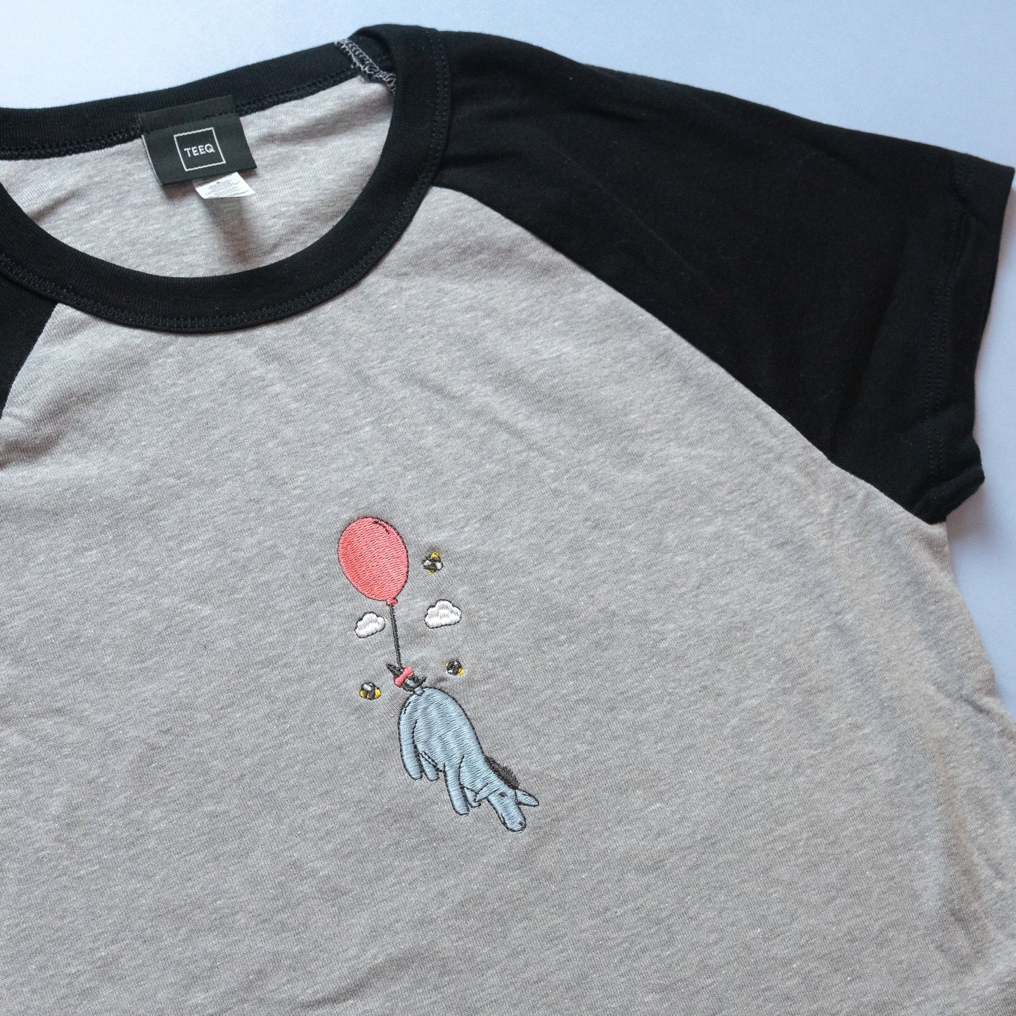 Eeyore Balloon Embroidered Women's Ringer T-Shirt