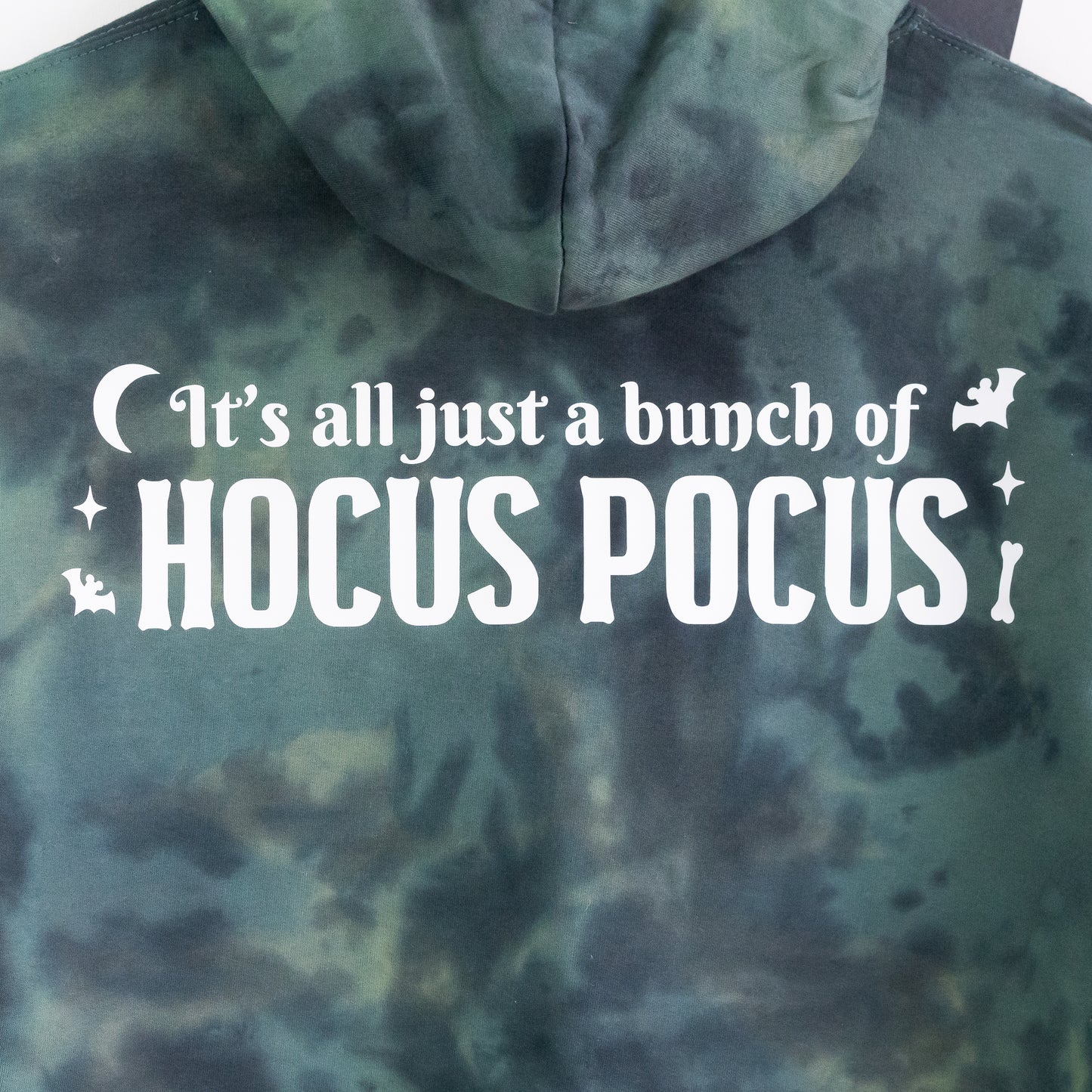 "Hocus Pocus" Embroidered Tie Dye Hoodie - Green