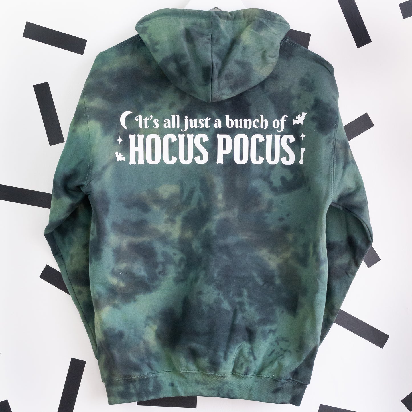 "Hocus Pocus" Embroidered Tie Dye Hoodie - Green