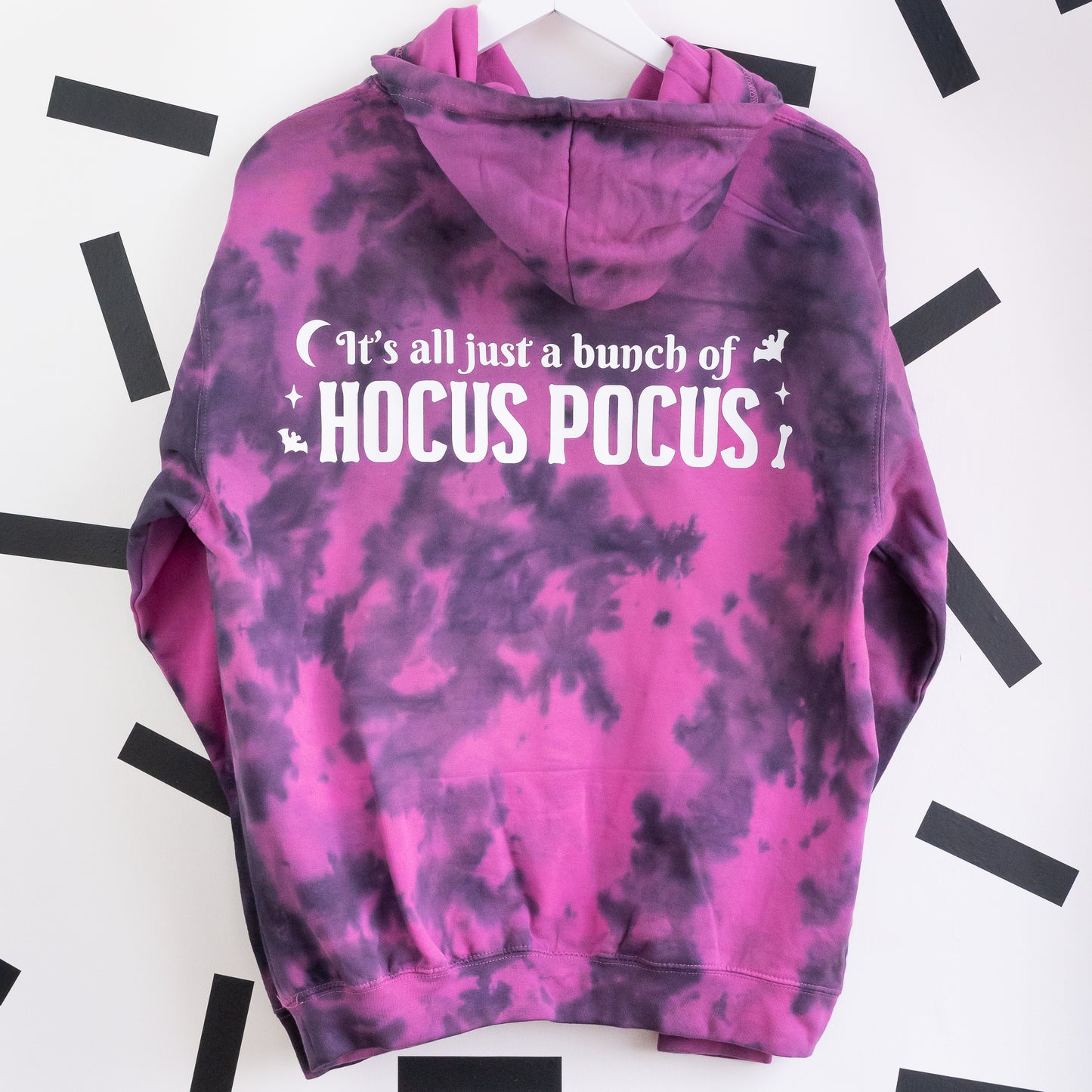 "Hocus Pocus" Embroidered Tie Dye Hoodie - Pinky Purple
