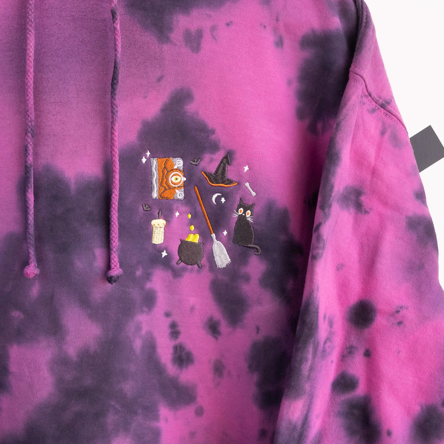 "Hocus Pocus" Embroidered Tie Dye Hoodie - Pinky Purple