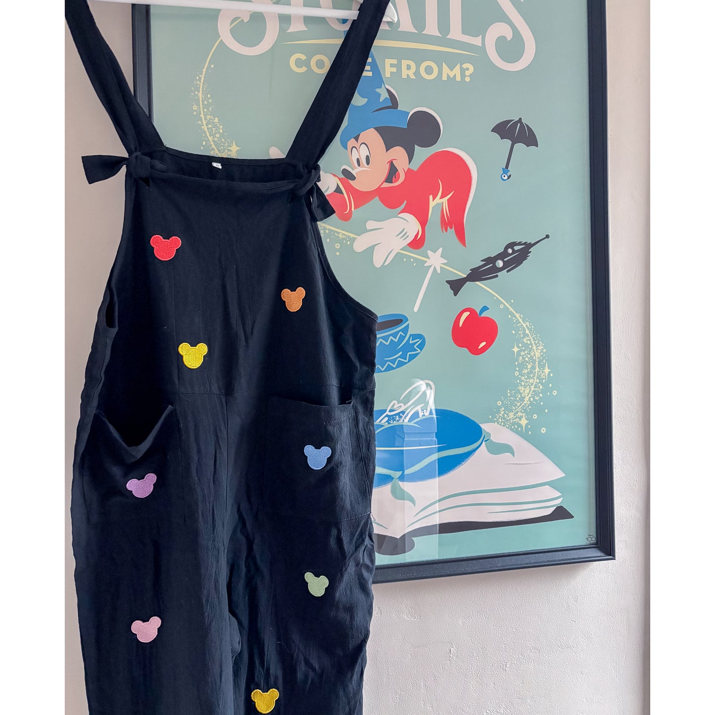 Mickey Rainbow All Over Embroidered Dungarees