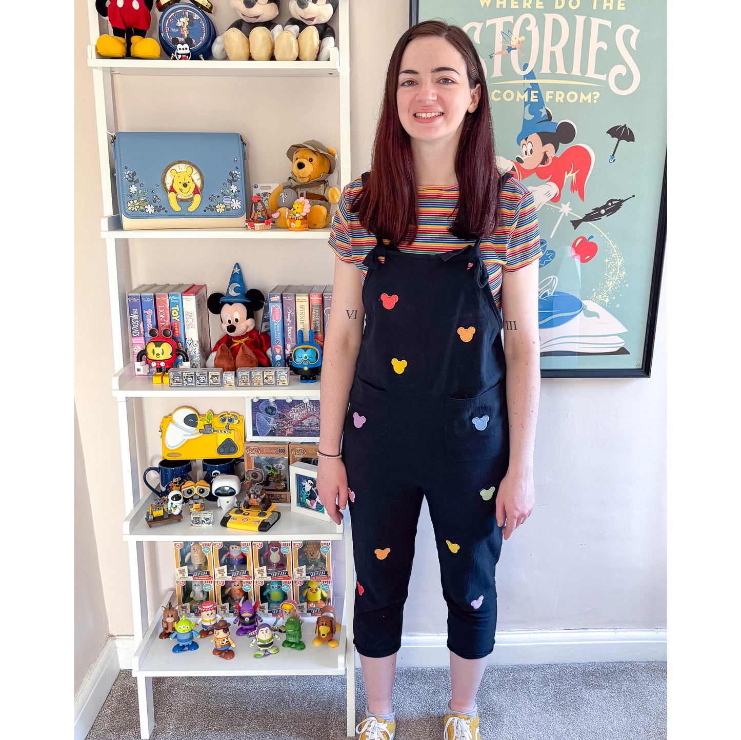 Mickey Rainbow All Over Embroidered Dungarees