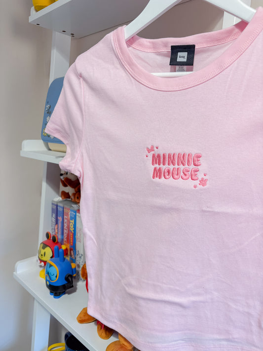 Minnie Mouse Embroidered Women's Pink T-Shirt