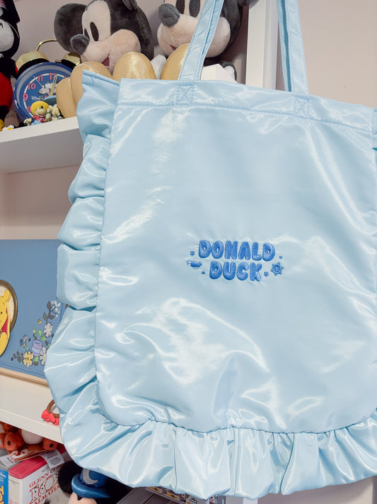 Donald Duck Blue Embroidered Frilly Tote Bag
