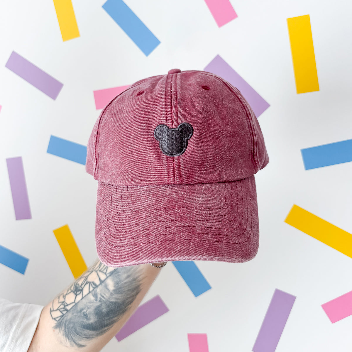 Mickey Minimal Vintage Red Baseball Cap