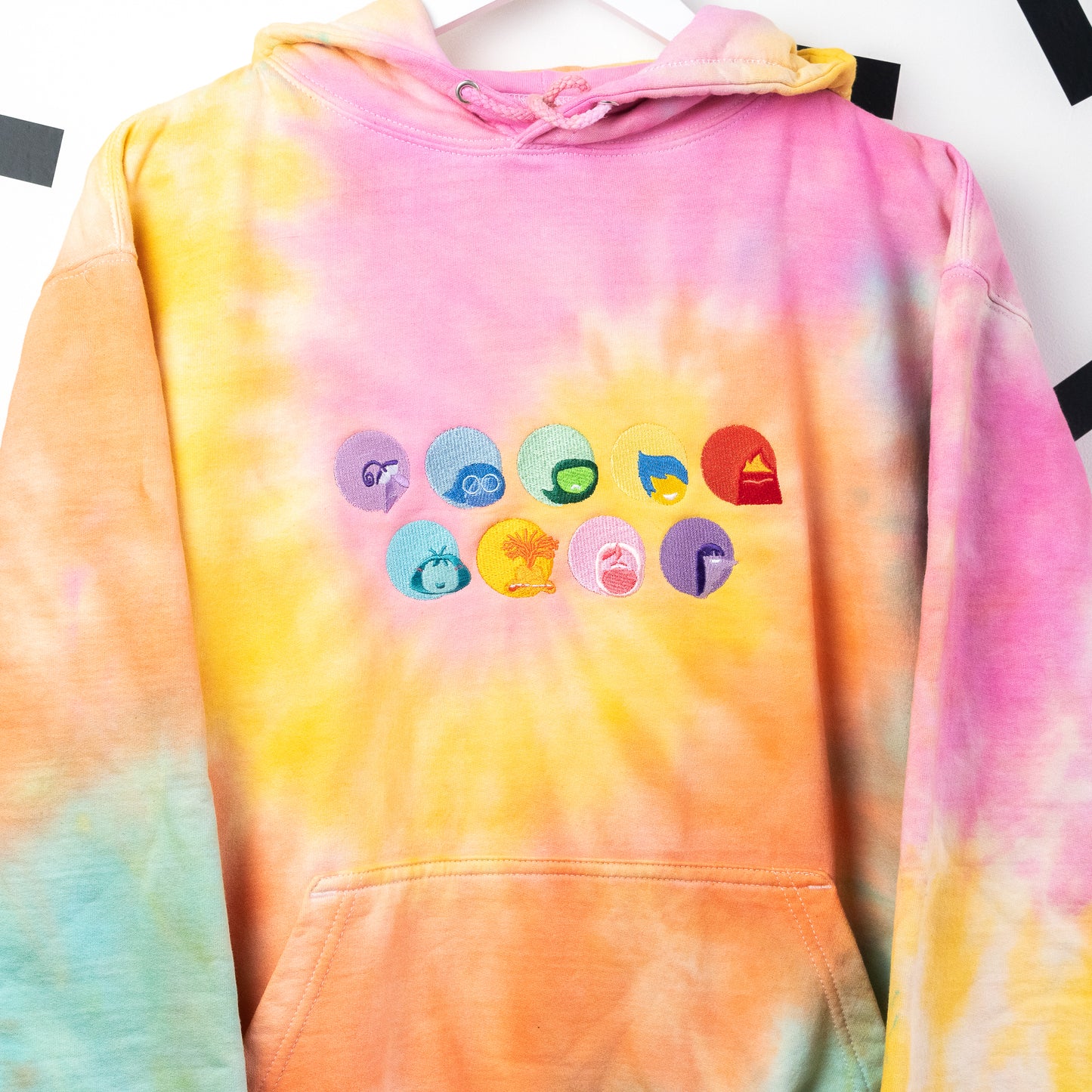 Inside Out Embroidered Tie Dye Unisex Hoodie