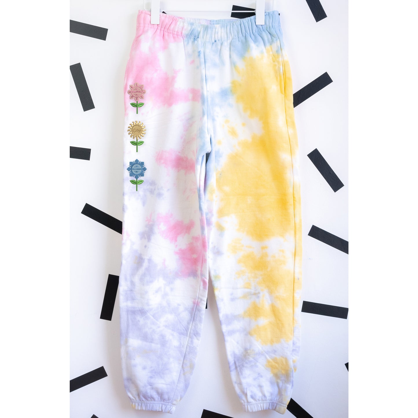 "It's a Small world" Embroidered Tie Dye Joggers