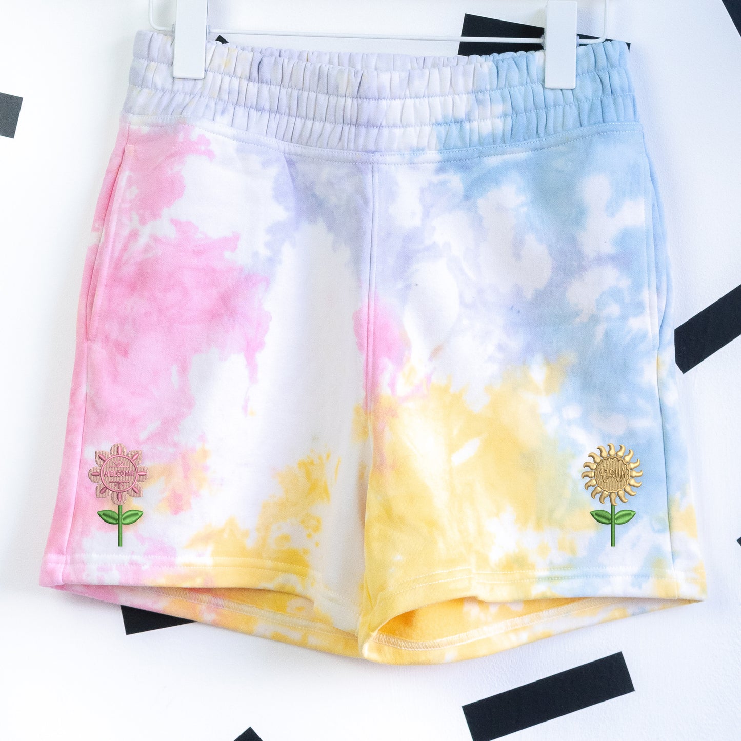 "It's a Small world" Embroidered Tie Dye Women's Shorts