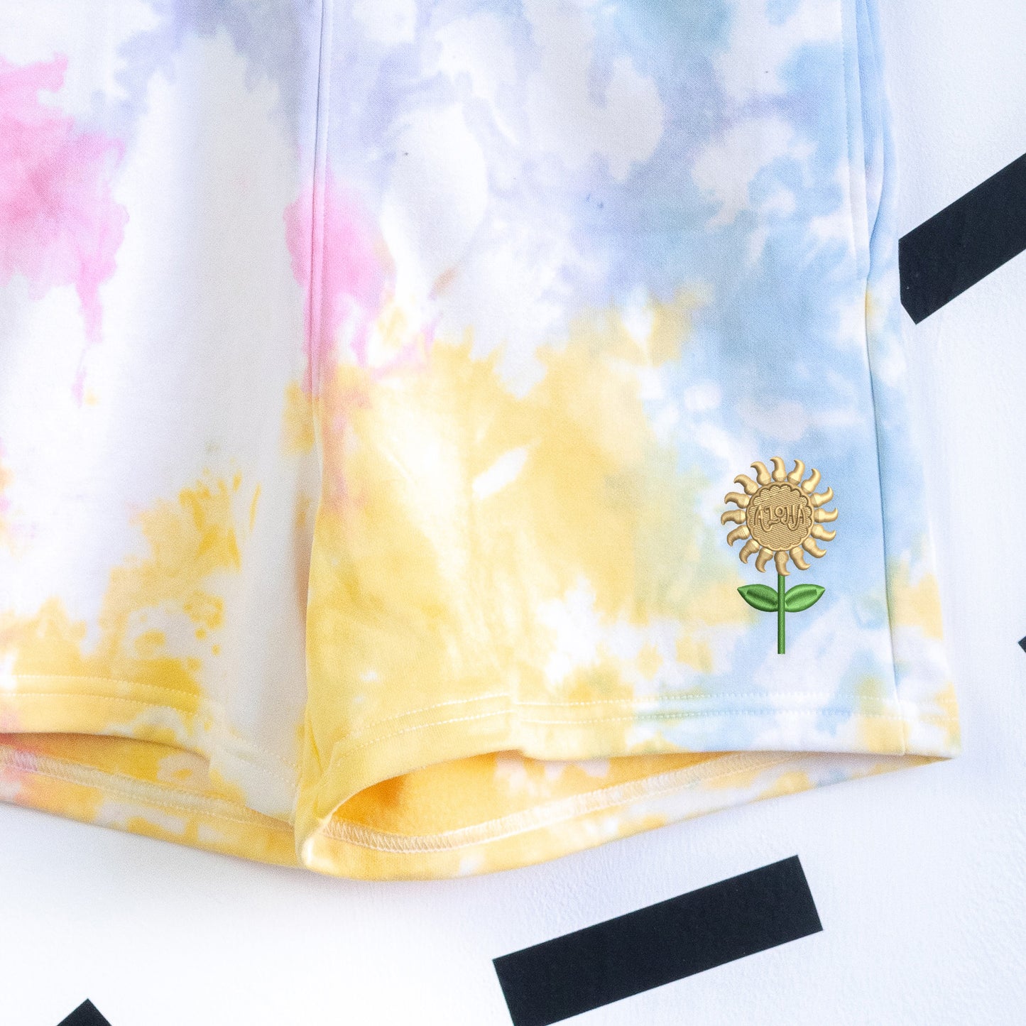 "It's a Small world" Embroidered Tie Dye Women's Shorts