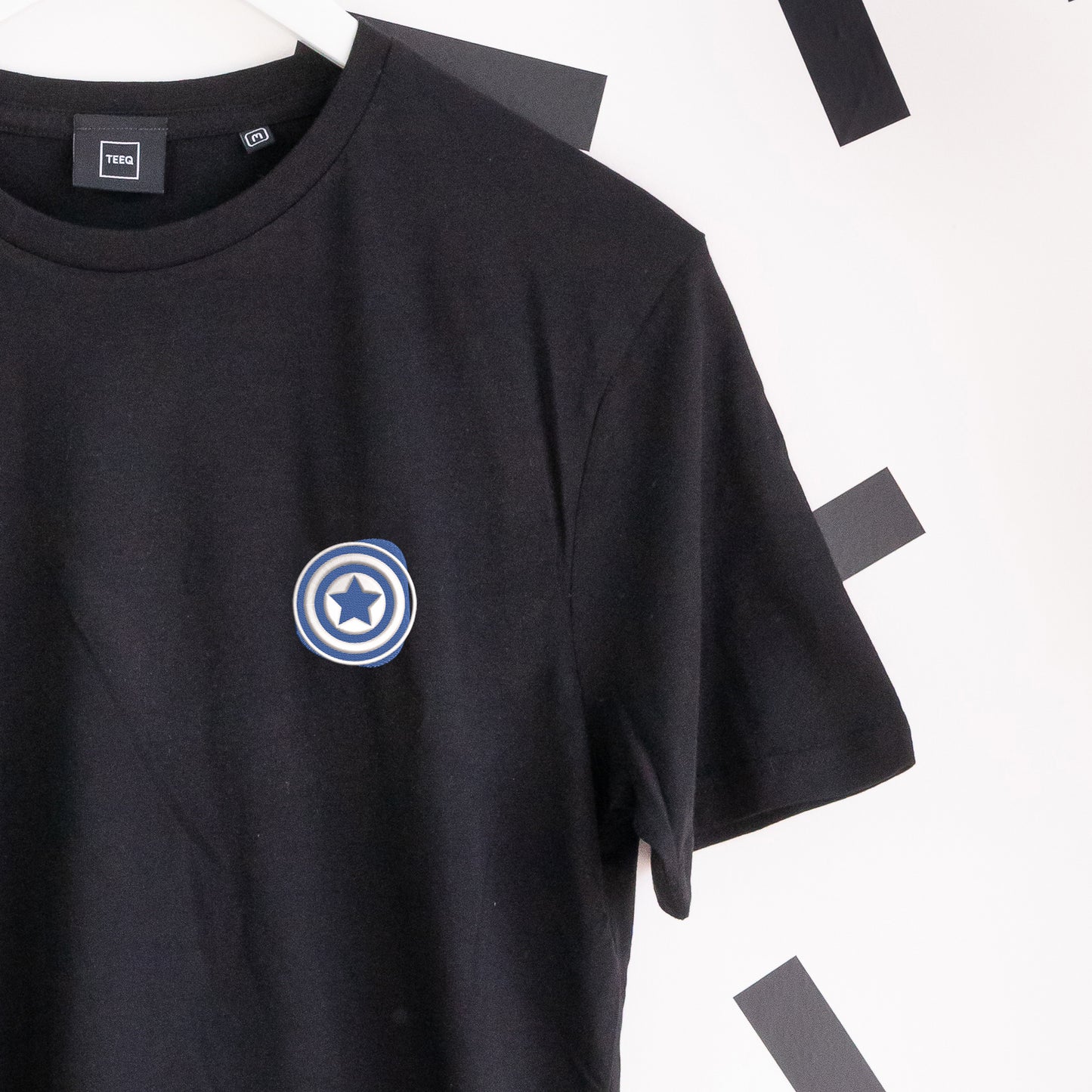 Captain America Embroidered T-Shirt - Black