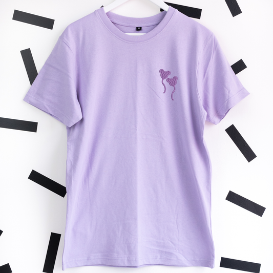 Mickey Balloon Purple Embroidered T-Shirt - Purple