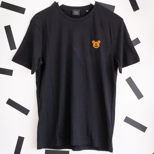 Mickey Pumpkin Embroidered T-Shirt - Black