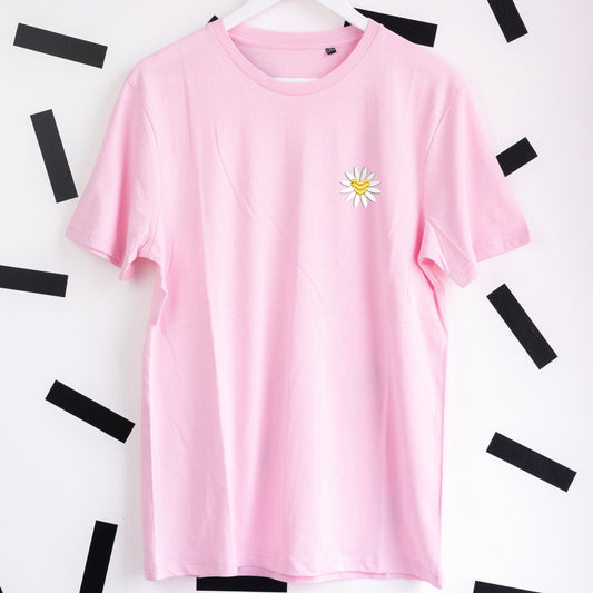 Mickey Daisy Embroidered T-Shirt - Pink