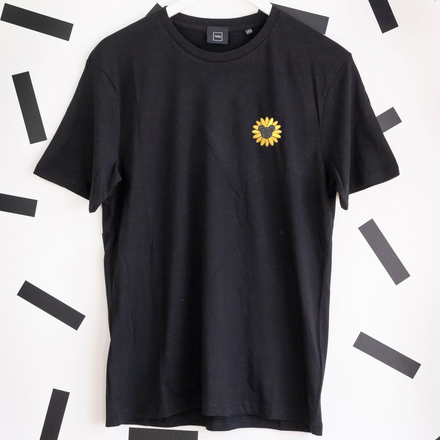 Mickey Sunflower Embroidered T-Shirt - Black