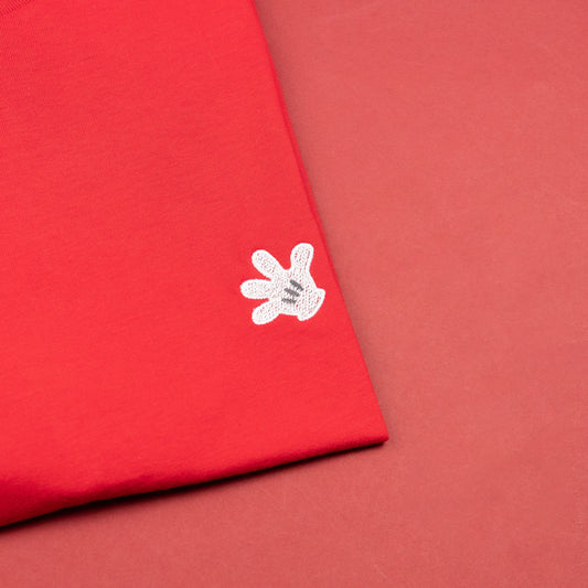 Mickey Embroidered T-Shirt - Red