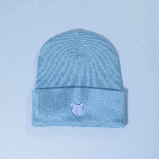 Minimal Mickey Embroidered Blue Beanie