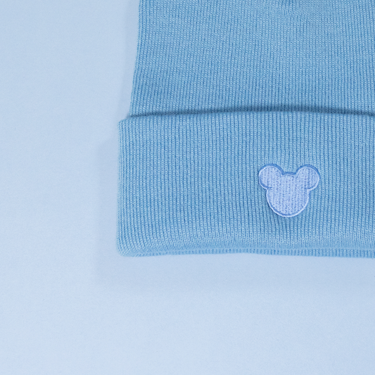 Minimal Mickey Embroidered Blue Beanie