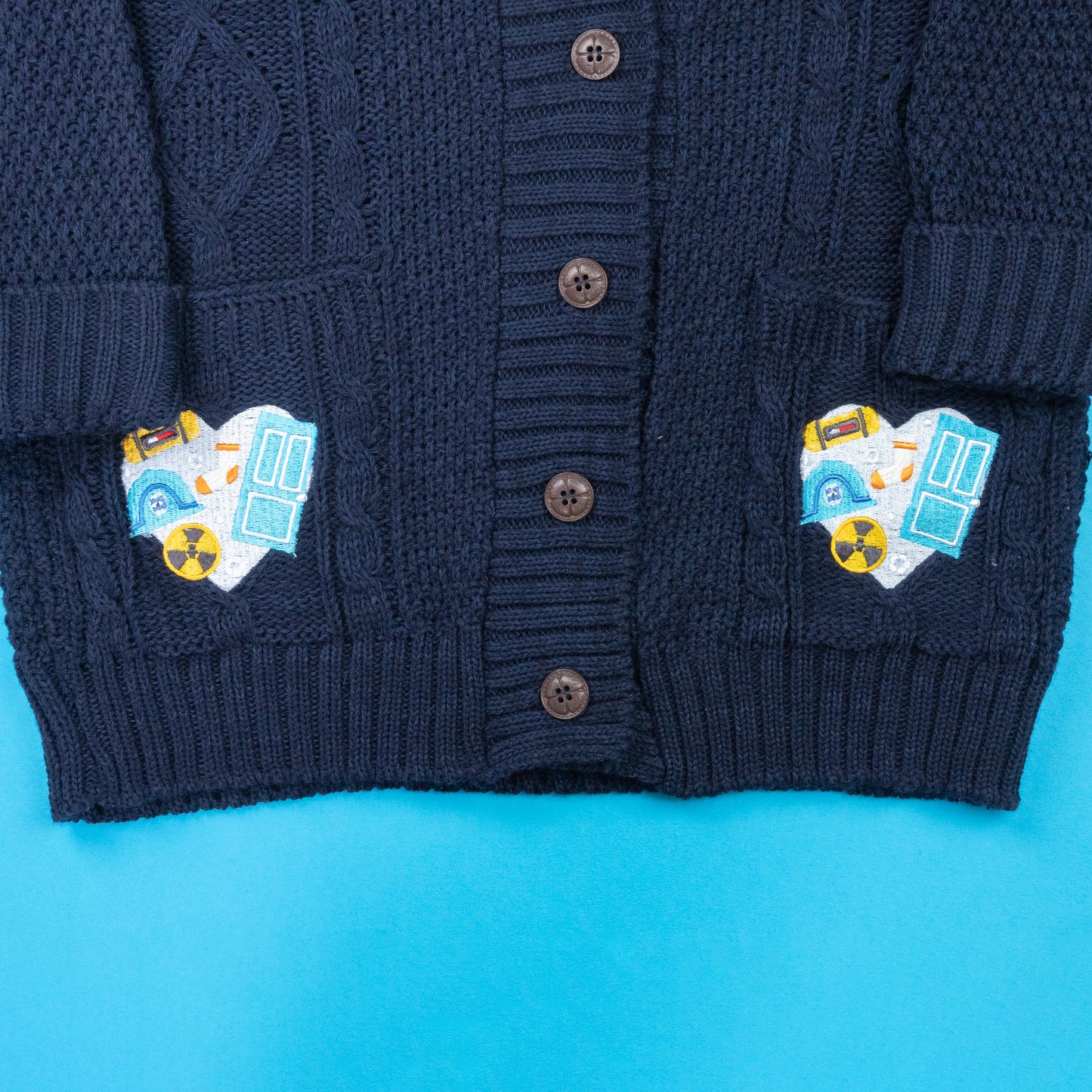 Monsters Heart Embroidered Navy Cardigan
