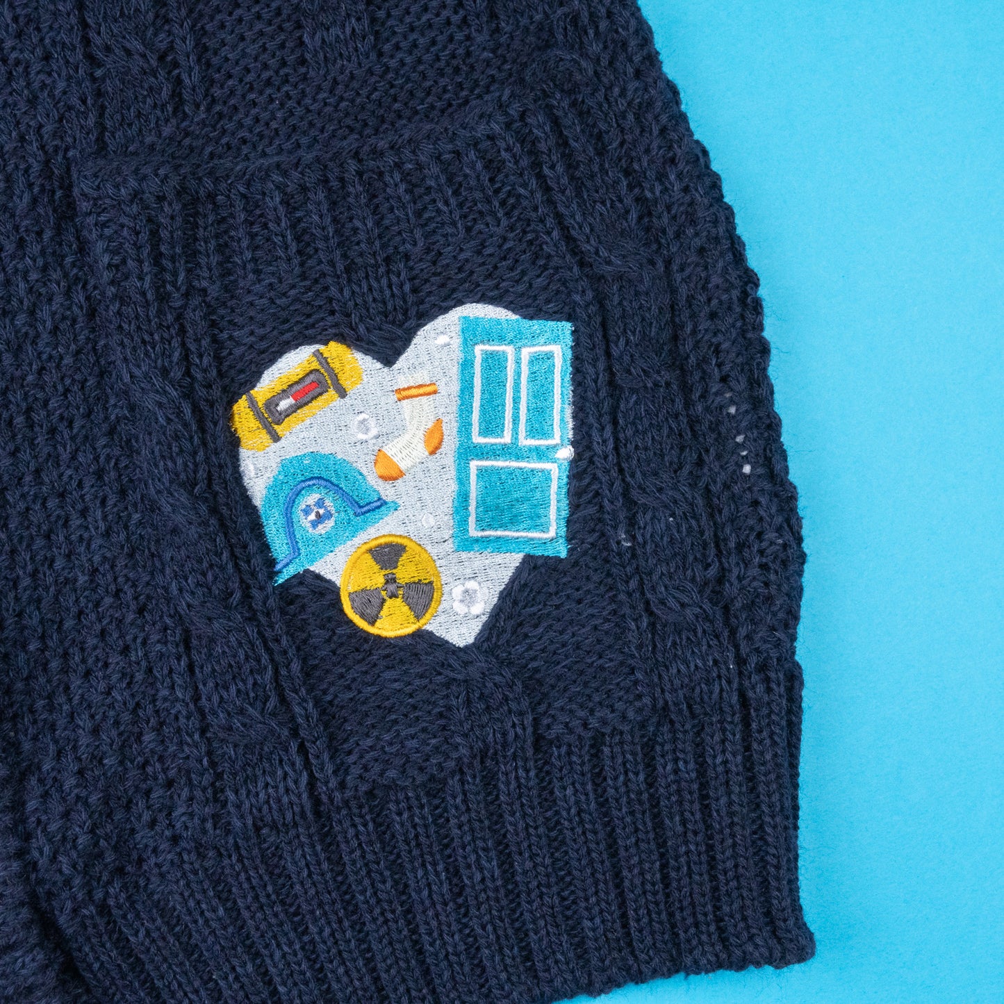 Monsters Heart Embroidered Navy Cardigan