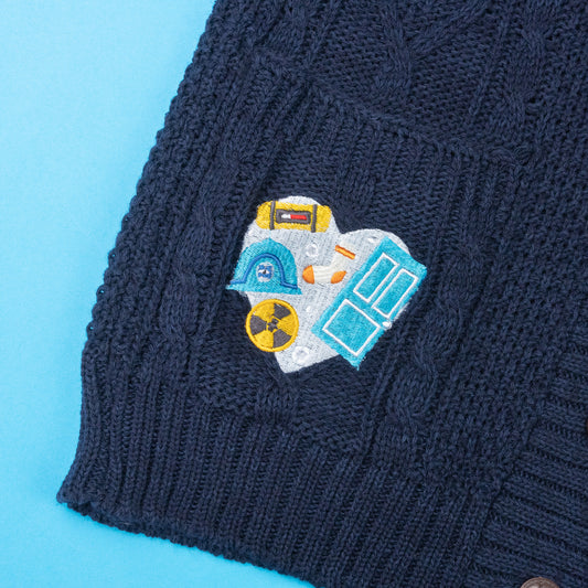 Monsters Heart Embroidered Navy Cardigan