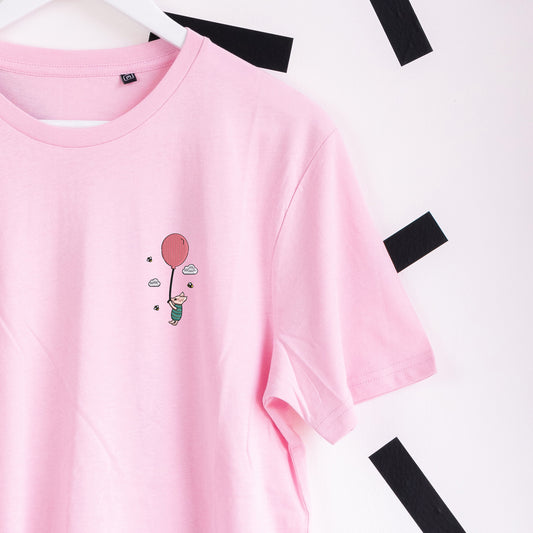 Piglet Balloon Embroidered T-Shirt - Pink